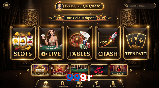 Main screen of 999R casino page for PK players
